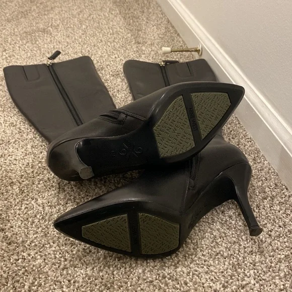 Nine West: Black Knee High Heeled Boots - Picture 8 of 15